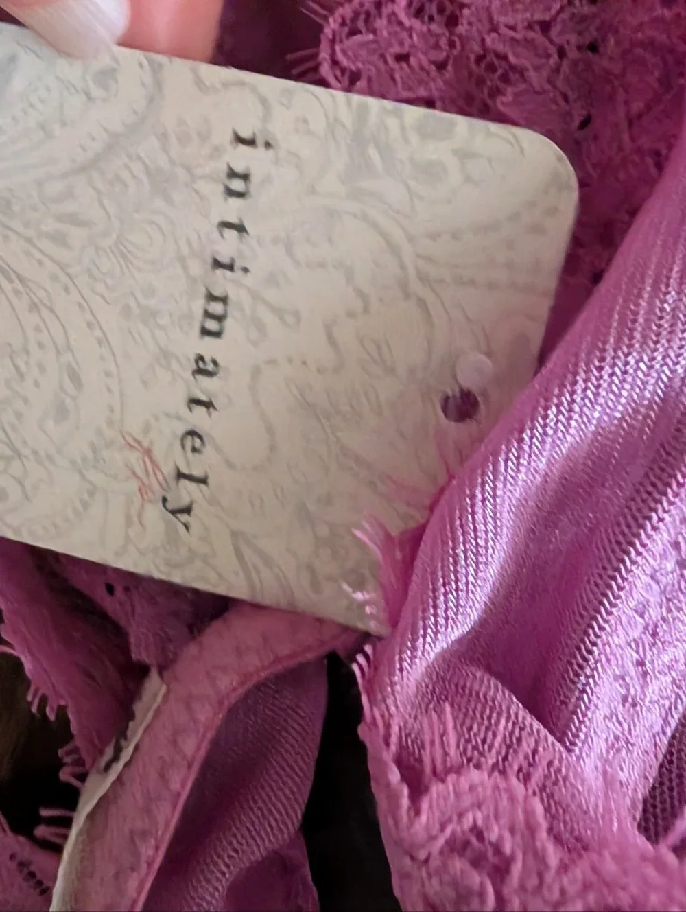 NWT Free People Intimately Sheer Mesh Lace Plunge Bralette Wisteria Purple Pink